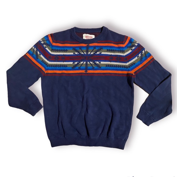 🛍️4/$20🛍️ Mossimo Supply Co. Blue Aztec Stripe Sweater - Picture 1 of 7